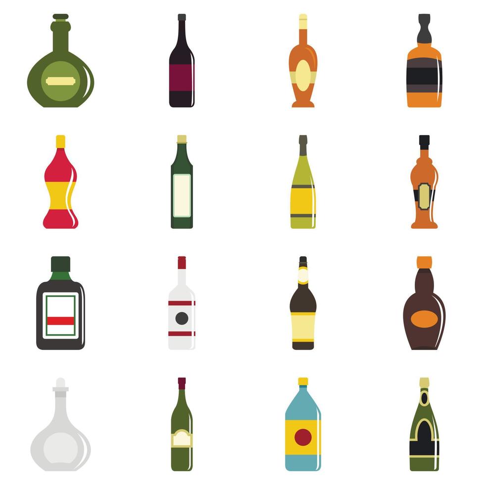 Bottle forms icons set in flat style vector