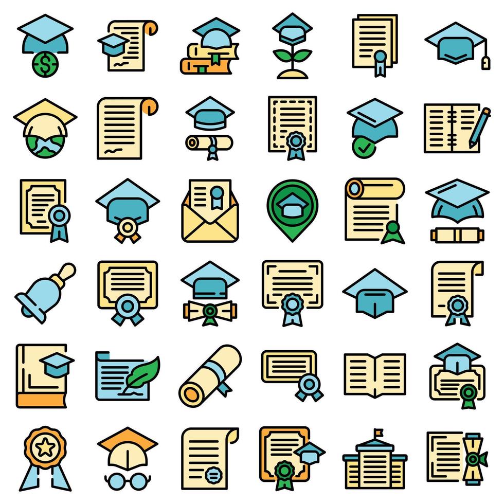 Degree icons set vector flat