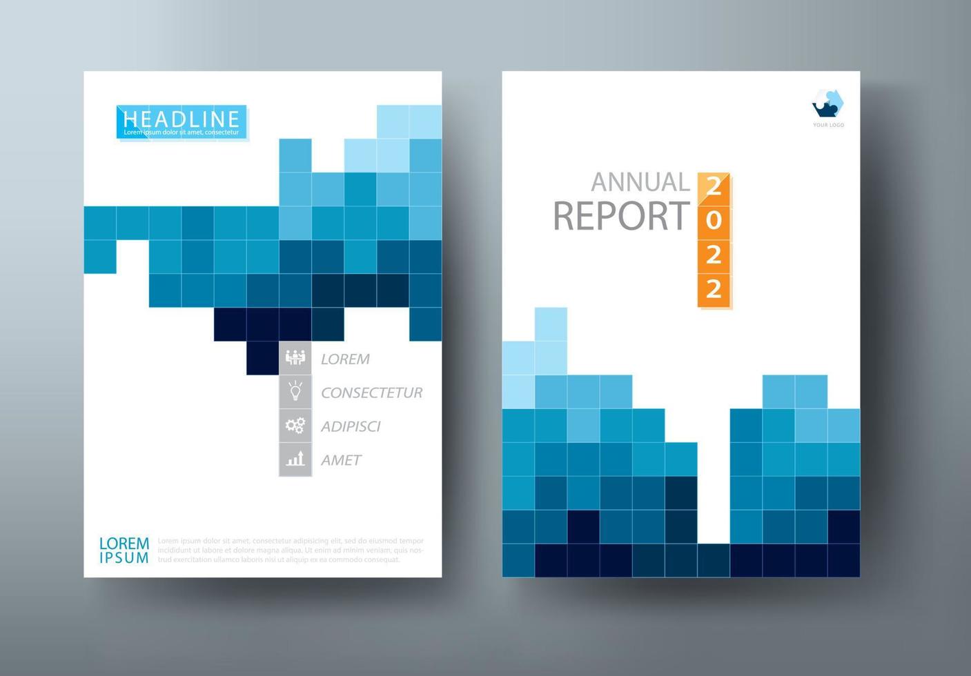 Blue annual report brochure flyer design template vector, Leaflet cover presentation abstract flat background, book cover templates, layout in A4 size vector