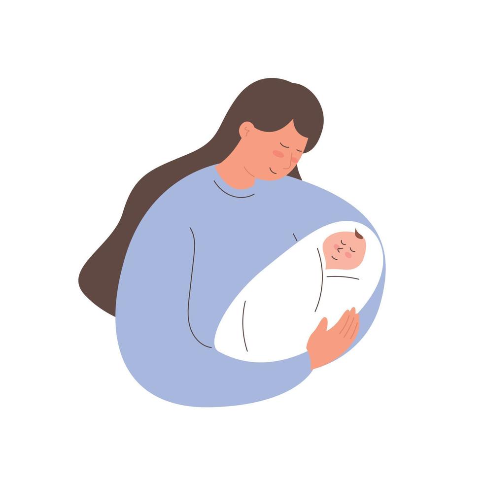 ilustración de madre con bebé en brazos vector