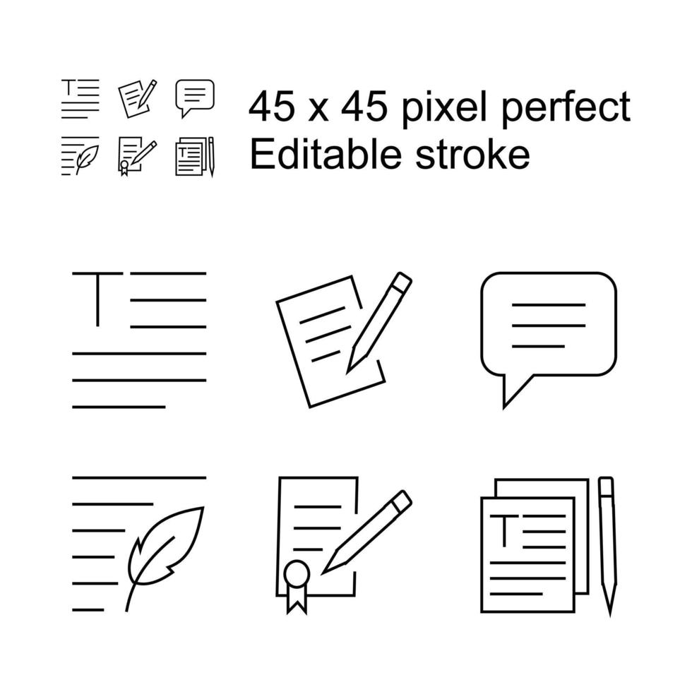 Outline vector icons for web and mobile. Text editor Icons, 4 pixel stroke and 45x45 resolution. editable vector