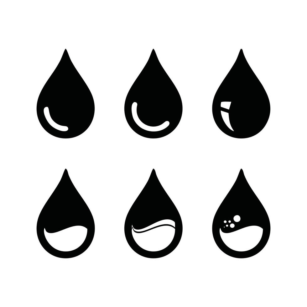 Simple iconic shape of oil droplets processed for fuel and energy sources. editable vector icon set