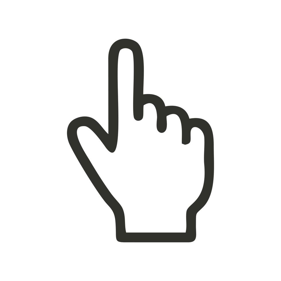 White hand shaped pointer template. Pointer icon, pointer symbol, user interface display of the operating system. Defaults. classic. Retro. Outline. EPS10 vector