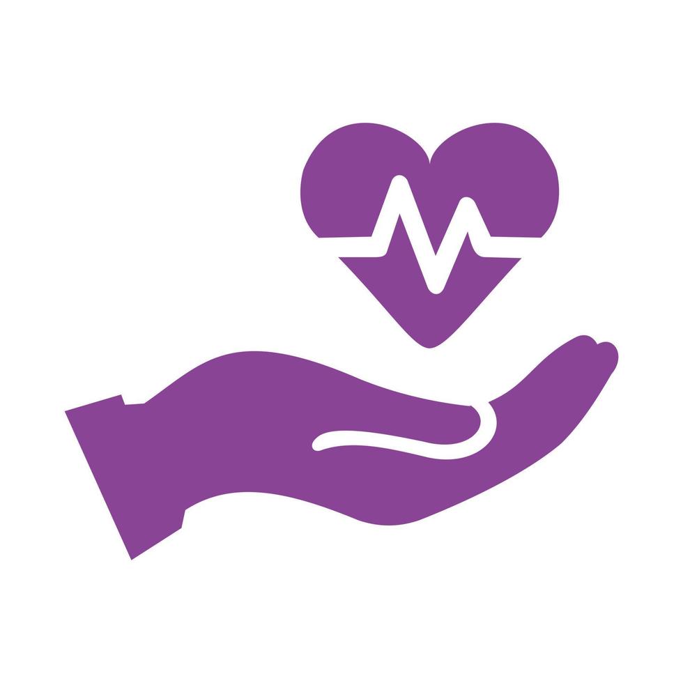 simple illustration of hand preventing heart attack. Cardiology heart health. Health symbol, vector icon. Suitable for design needs of hospitals, clinics, and health organizations