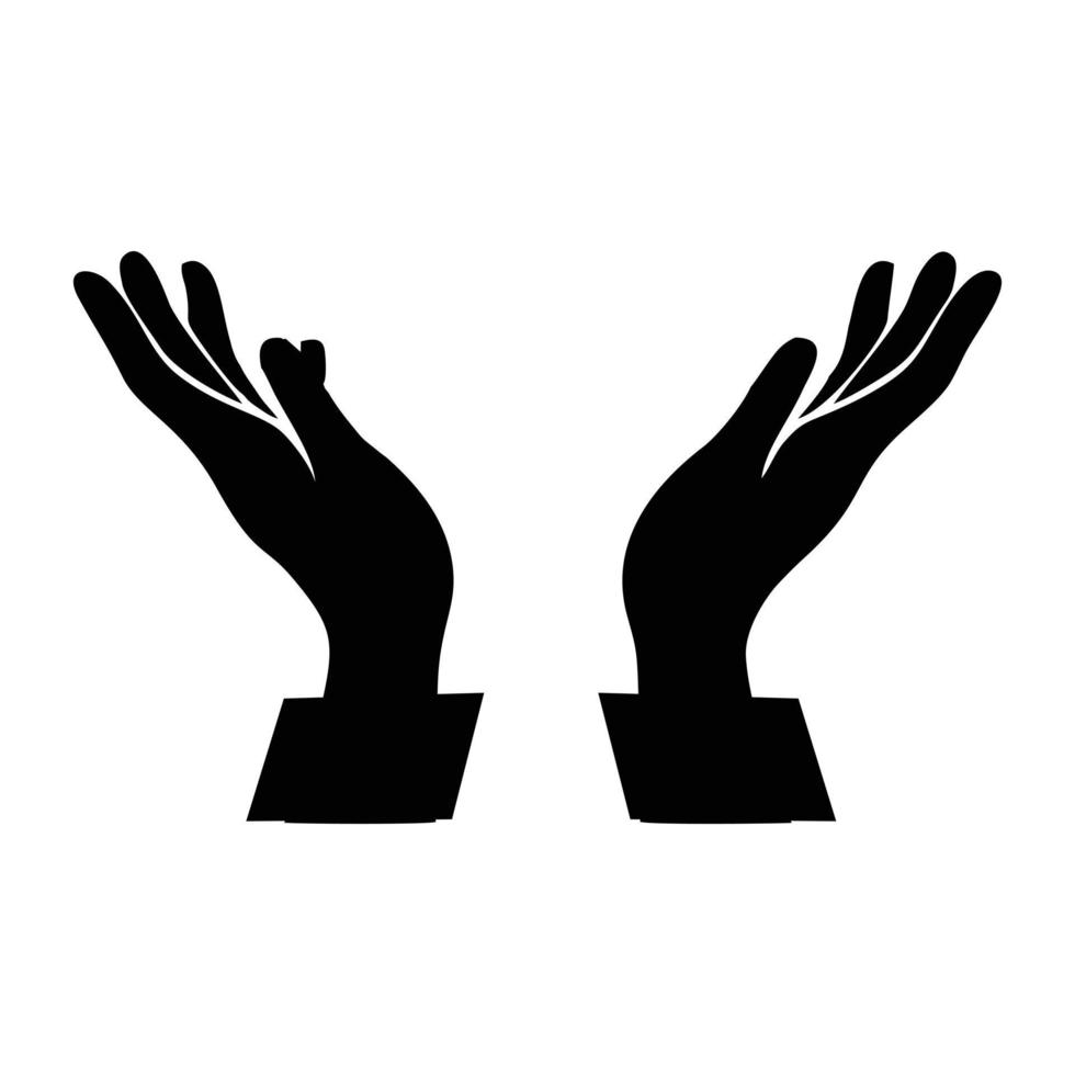 Silhouette of hands praying a prayer or clapping hands. Clap concepts like good orders and evaluations or cool judgments. flat style contour minimal logotype hand silhouette art design vector