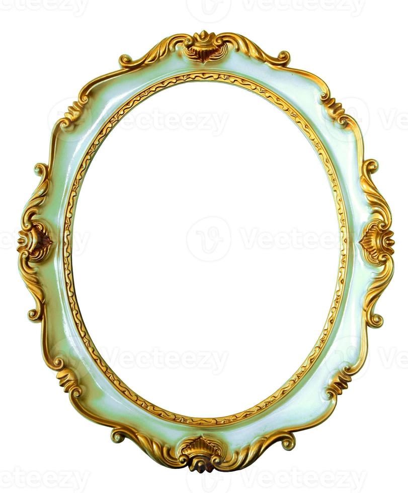 Oval frame isolated on white background photo