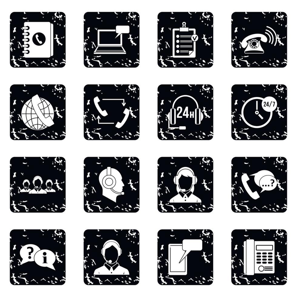 Call center symbols icons set vector