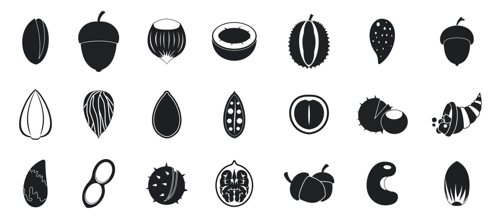 Nuts icon set, simple style vector