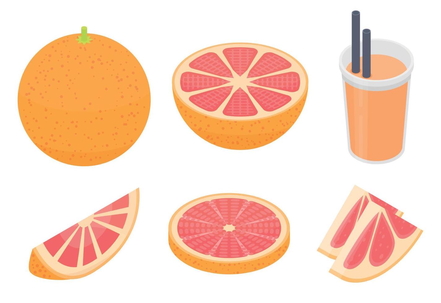 Grapefruit icons set, isometric style vector