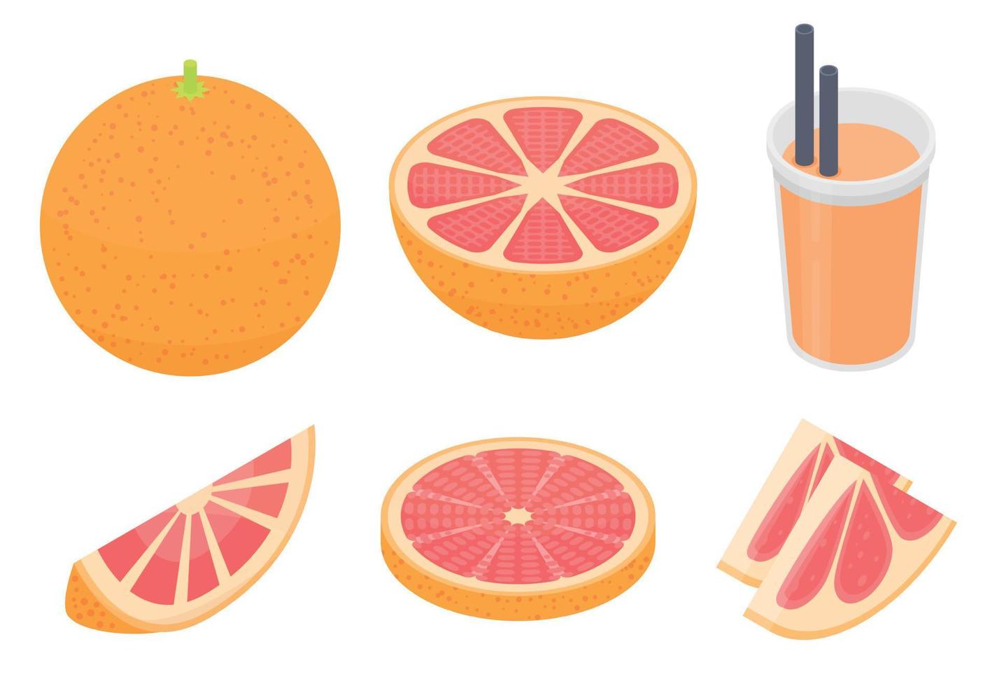 conjunto de iconos de pomelo, estilo isométrico vector