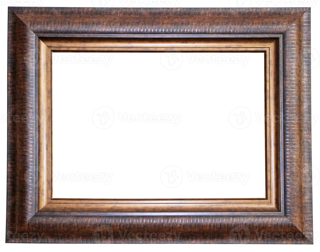 Wooden frame isolated on white background photo