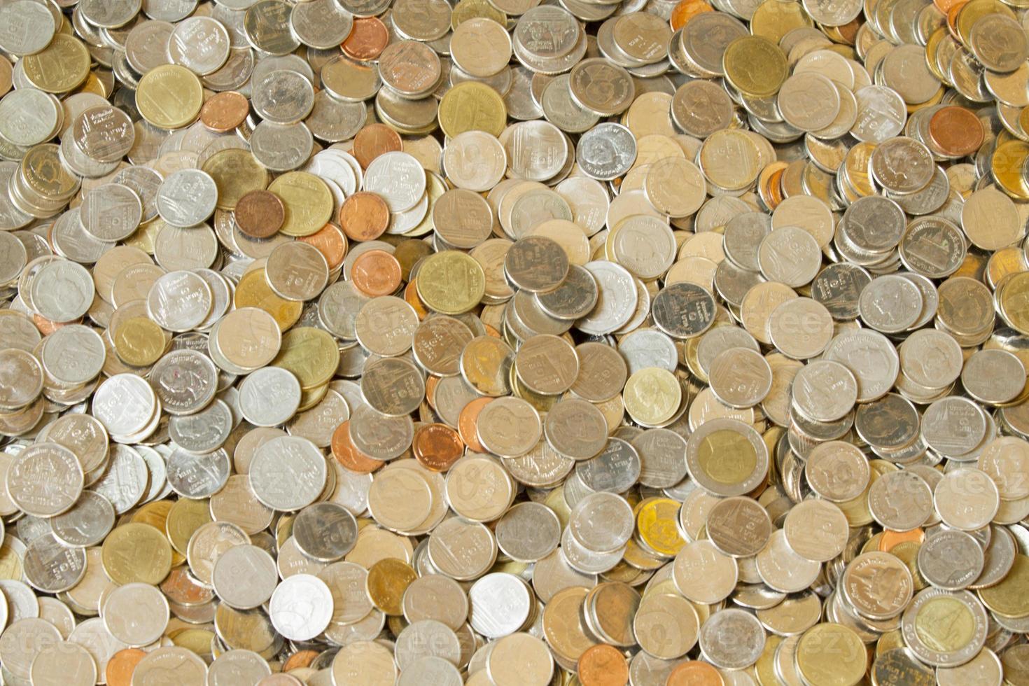 Pile of Thai coins background photo