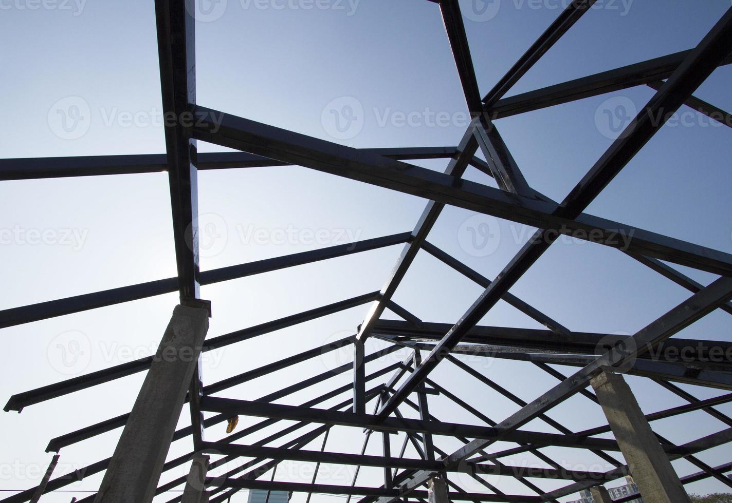 Steel structure with blue sky background photo