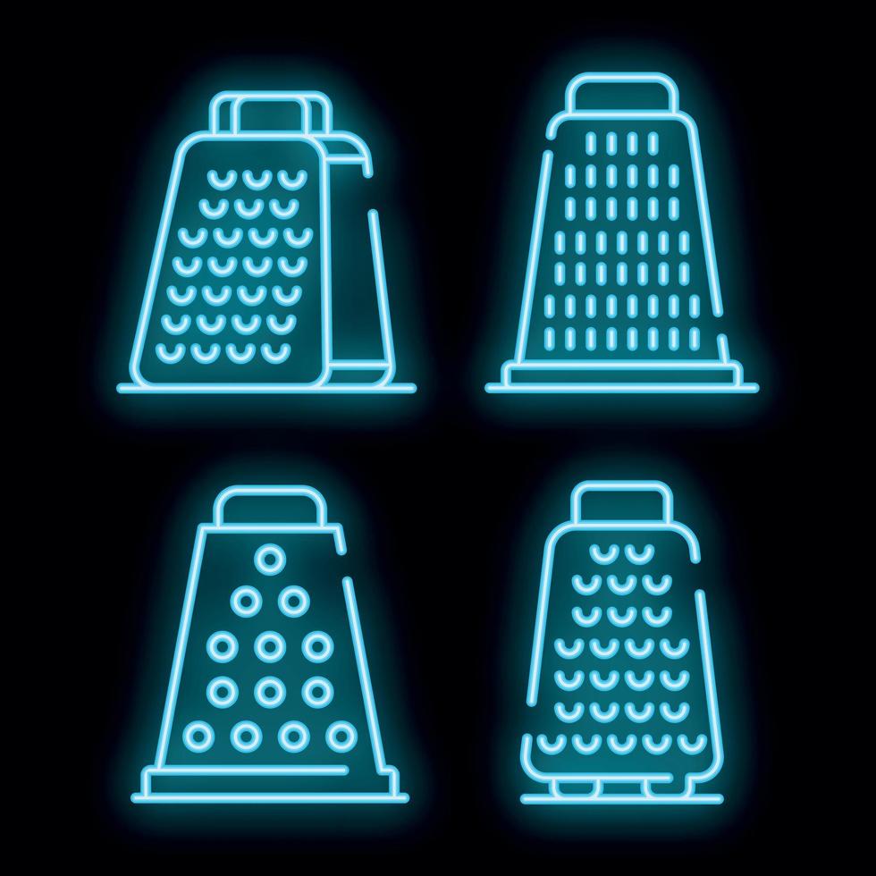 Grater icons set vector neon