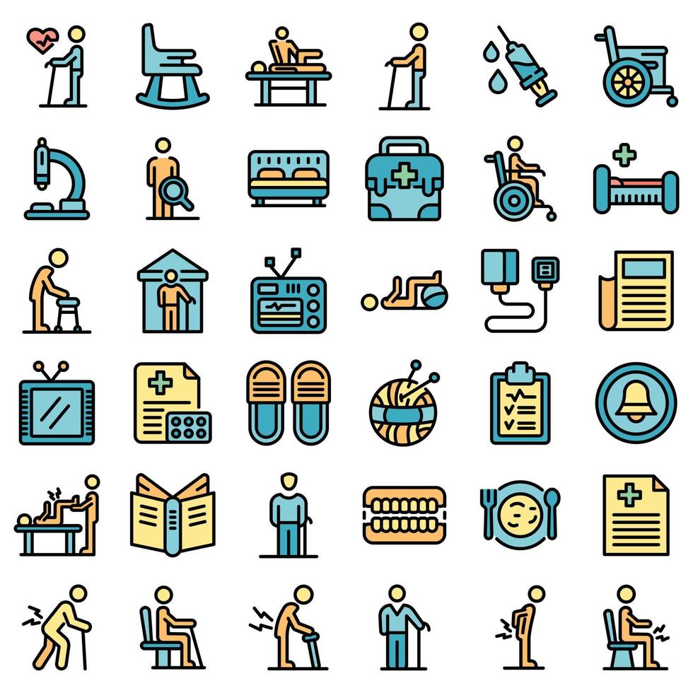 Nursing home icons set vector flat