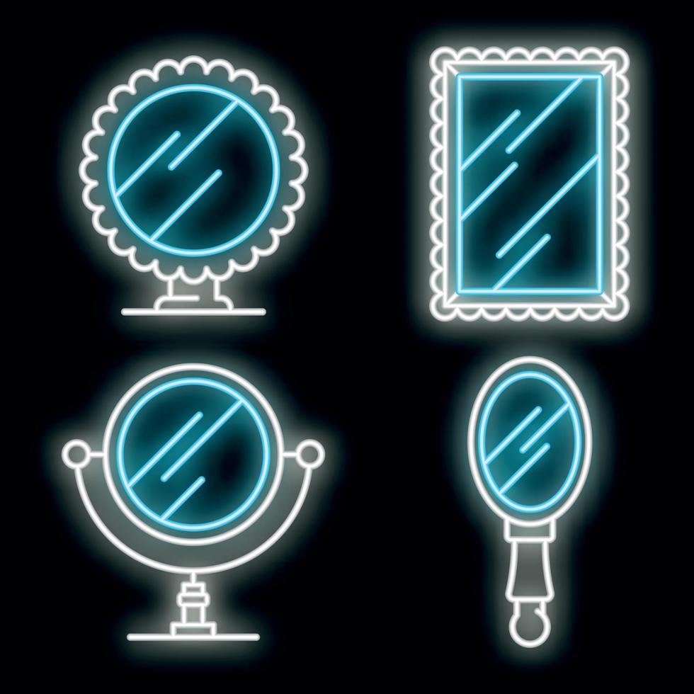 Mirror icons set vector neon