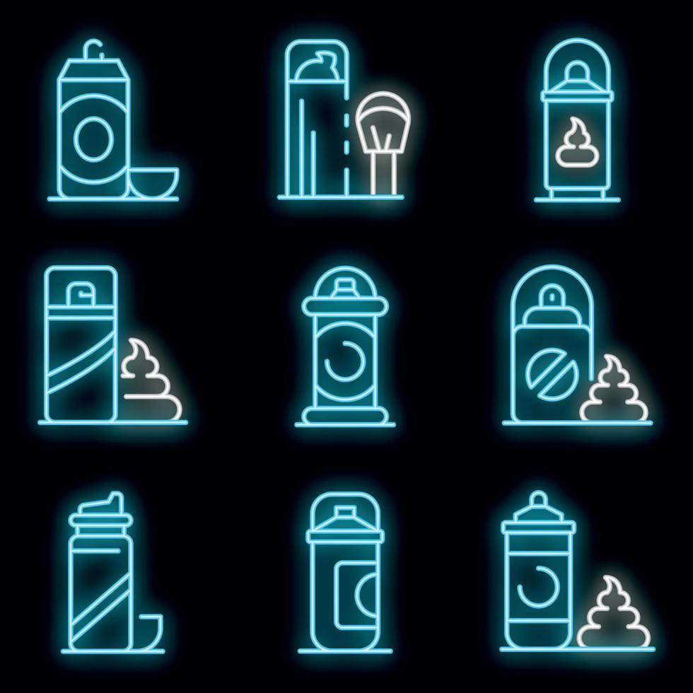 Shaving foam icons set vector neon