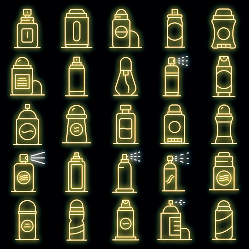 Deodorant icons set vector neon