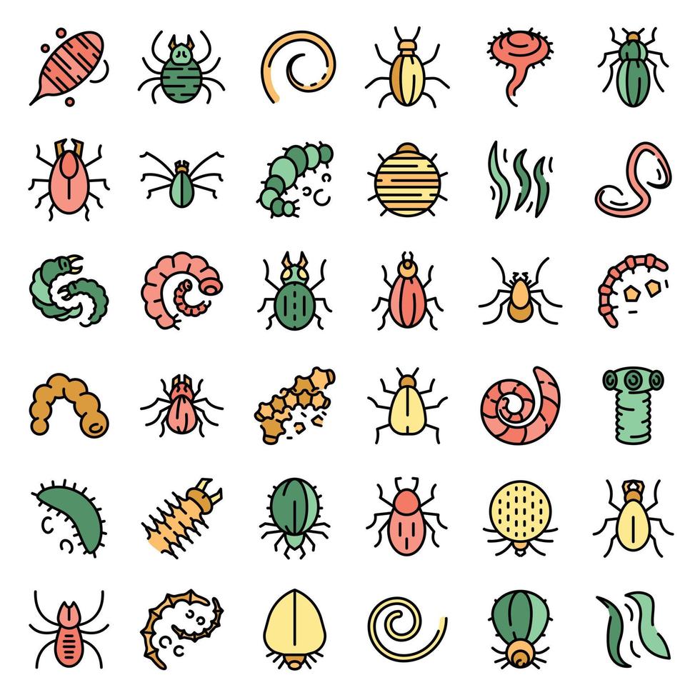 Parasite icons set vector flat