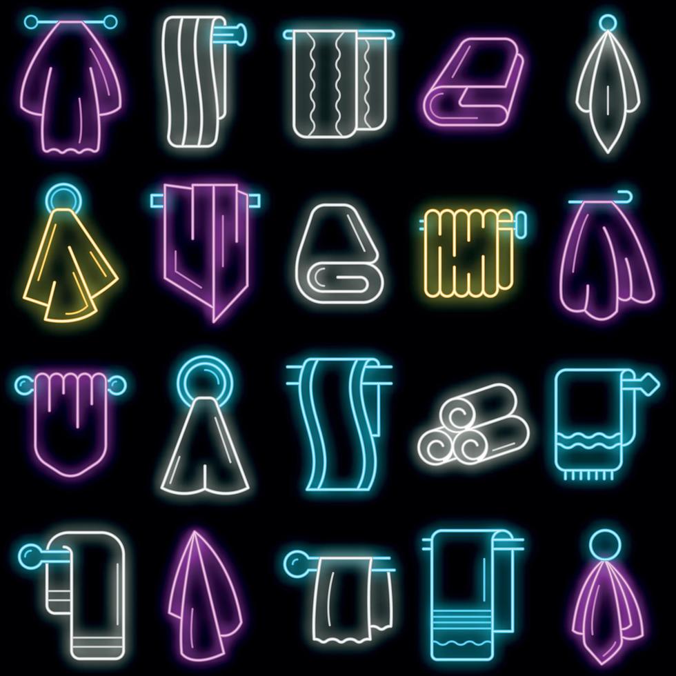 Towel icon set vector neon