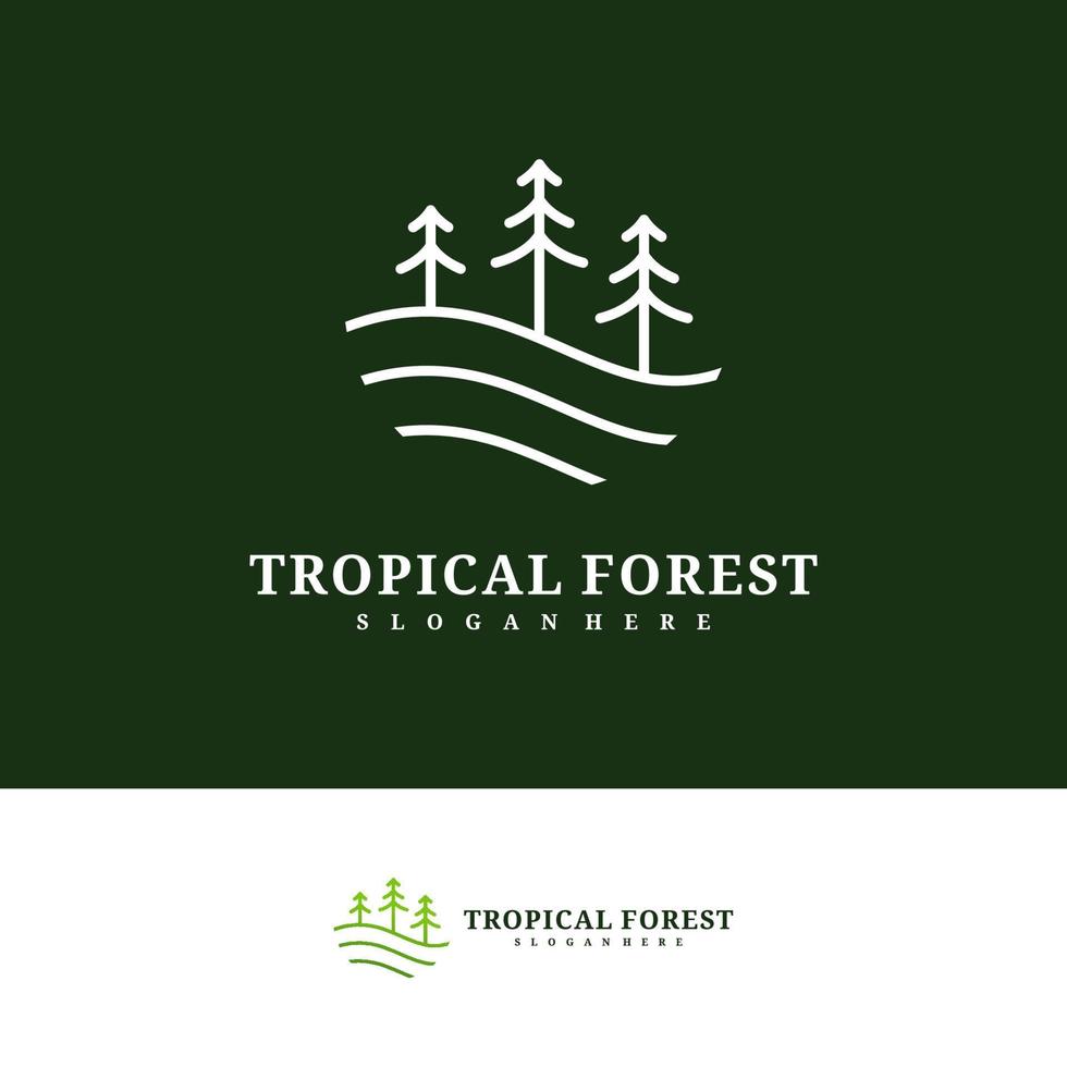 Pine Tree logo design vector template, Tropical forest logo concepts illustration.
