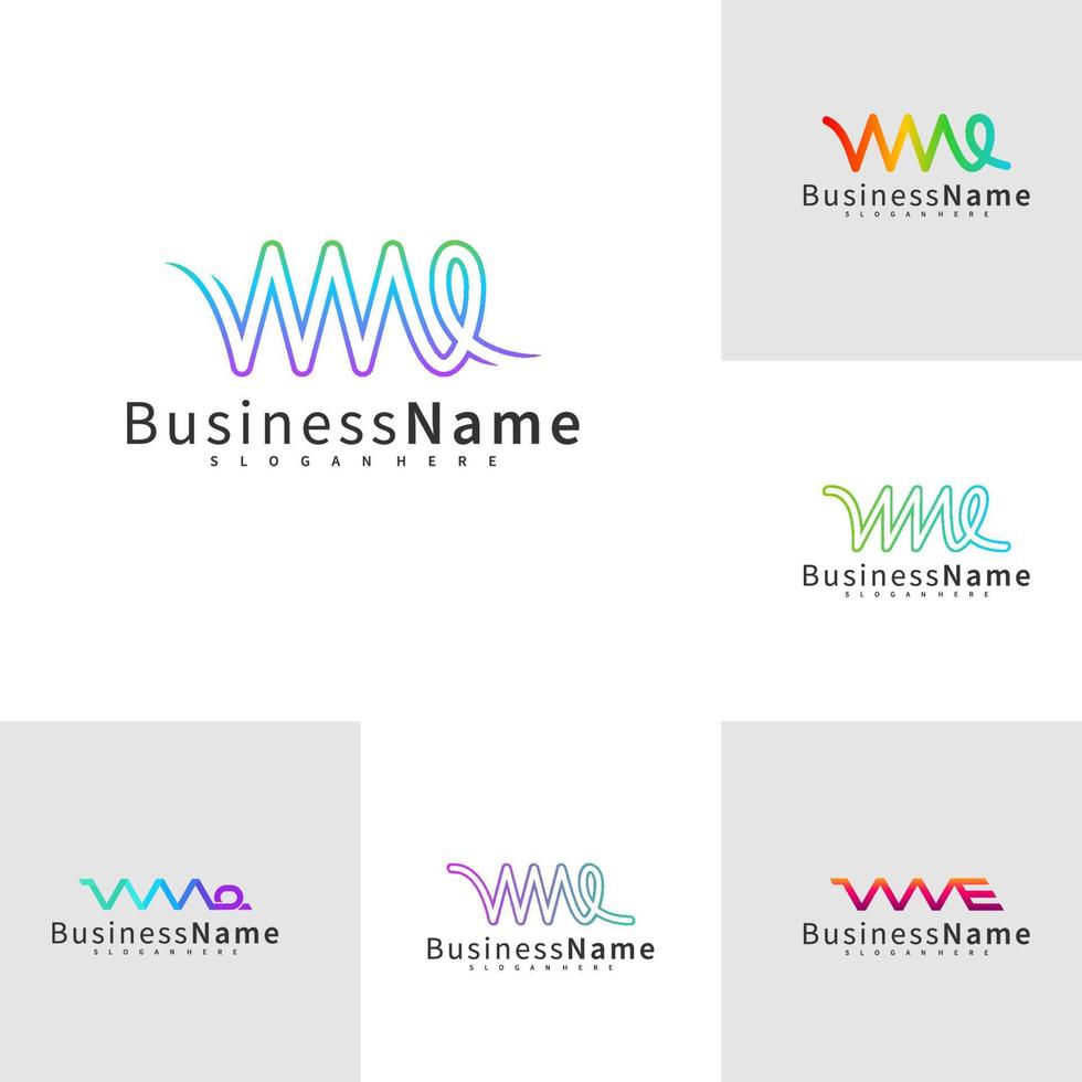 conjunto de plantilla de vector de diseño de logotipo wme de letra, ilustración de conceptos de logotipo wme inicial.