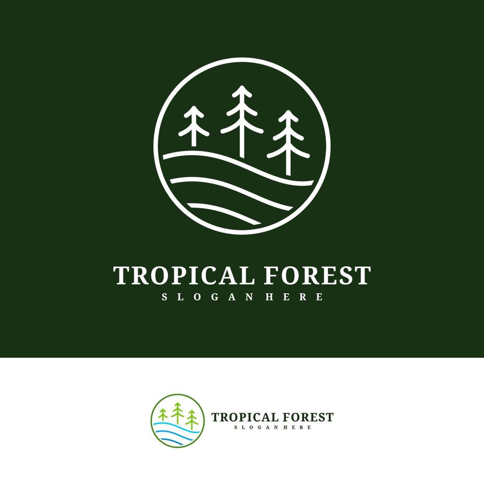 Pine Tree logo design vector template, Tropical forest logo concepts illustration.