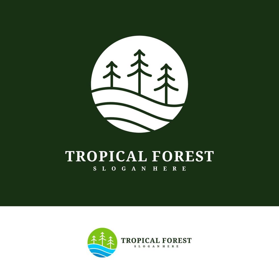 Pine Tree logo design vector template, Tropical forest logo concepts illustration.