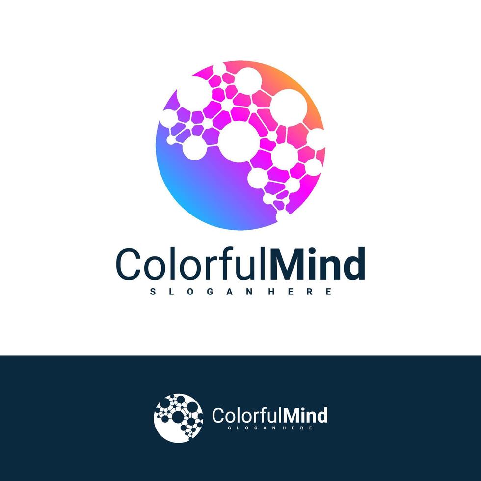 Tech Mind logo design vector template, Brain logo concepts illustration.