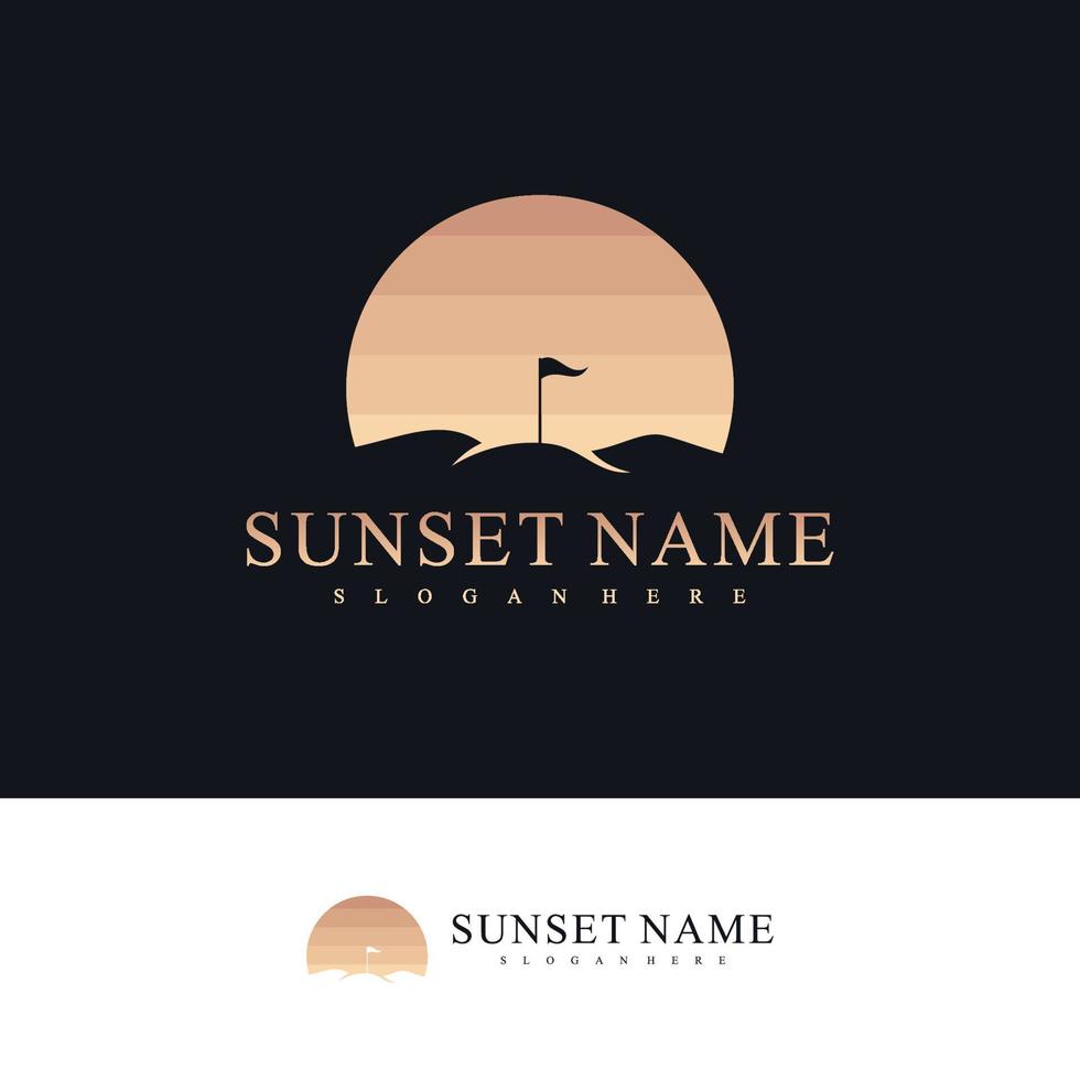 Sunset mount logo design vector template, Golf mount logo concepts illustration.