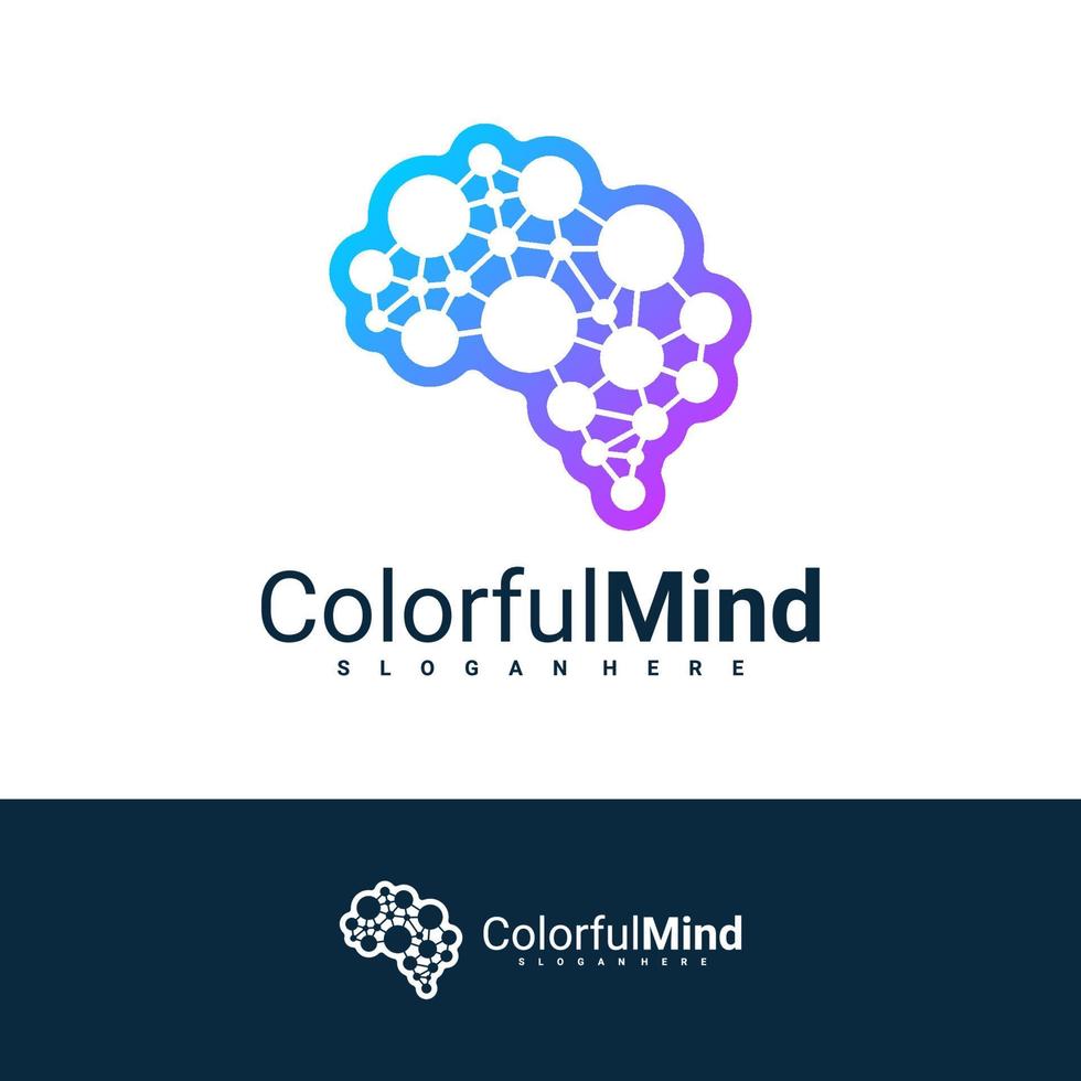 Tech Mind logo design vector template, Brain logo concepts illustration.