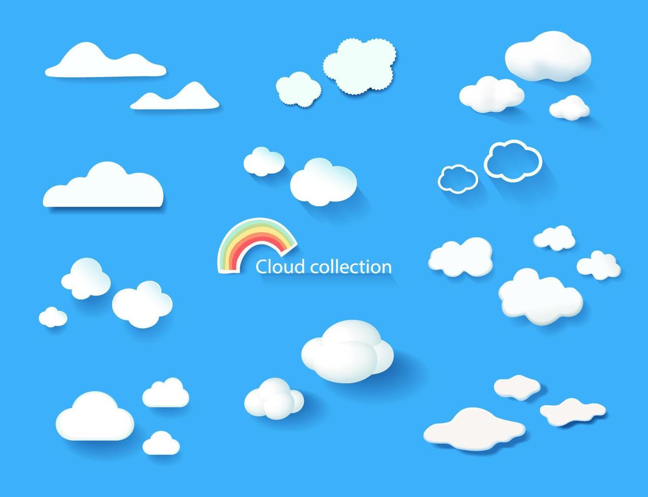 conjunto de nubes en el cielo, colección de nubes planas, ilustrador vectorial. vector