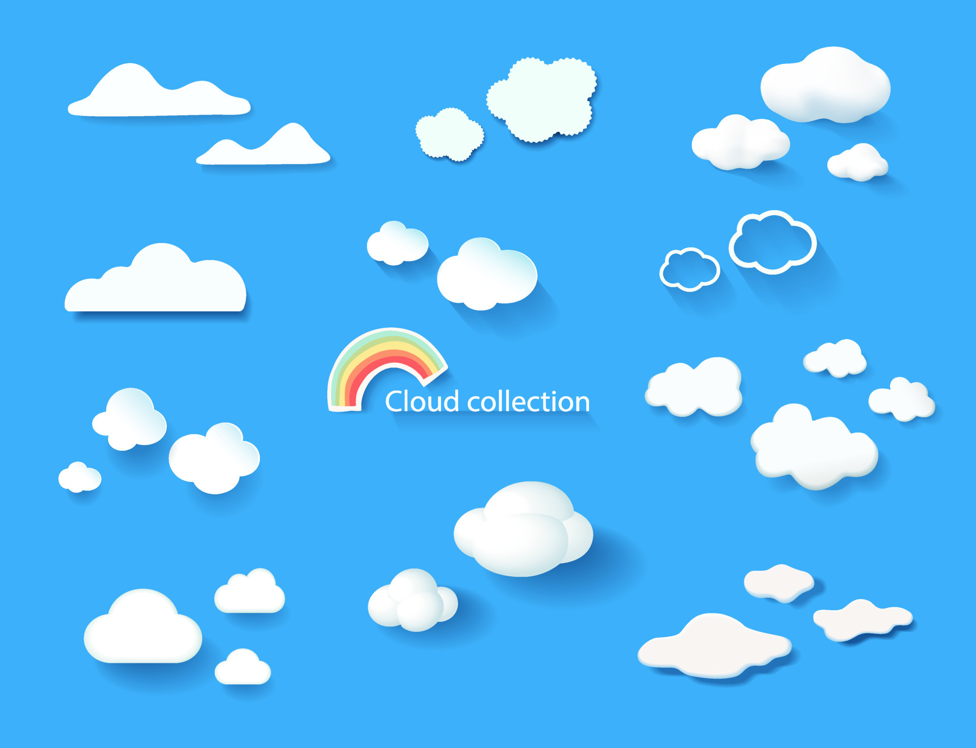 Set of cloud in sky, flat clouds collection, vector illustrator