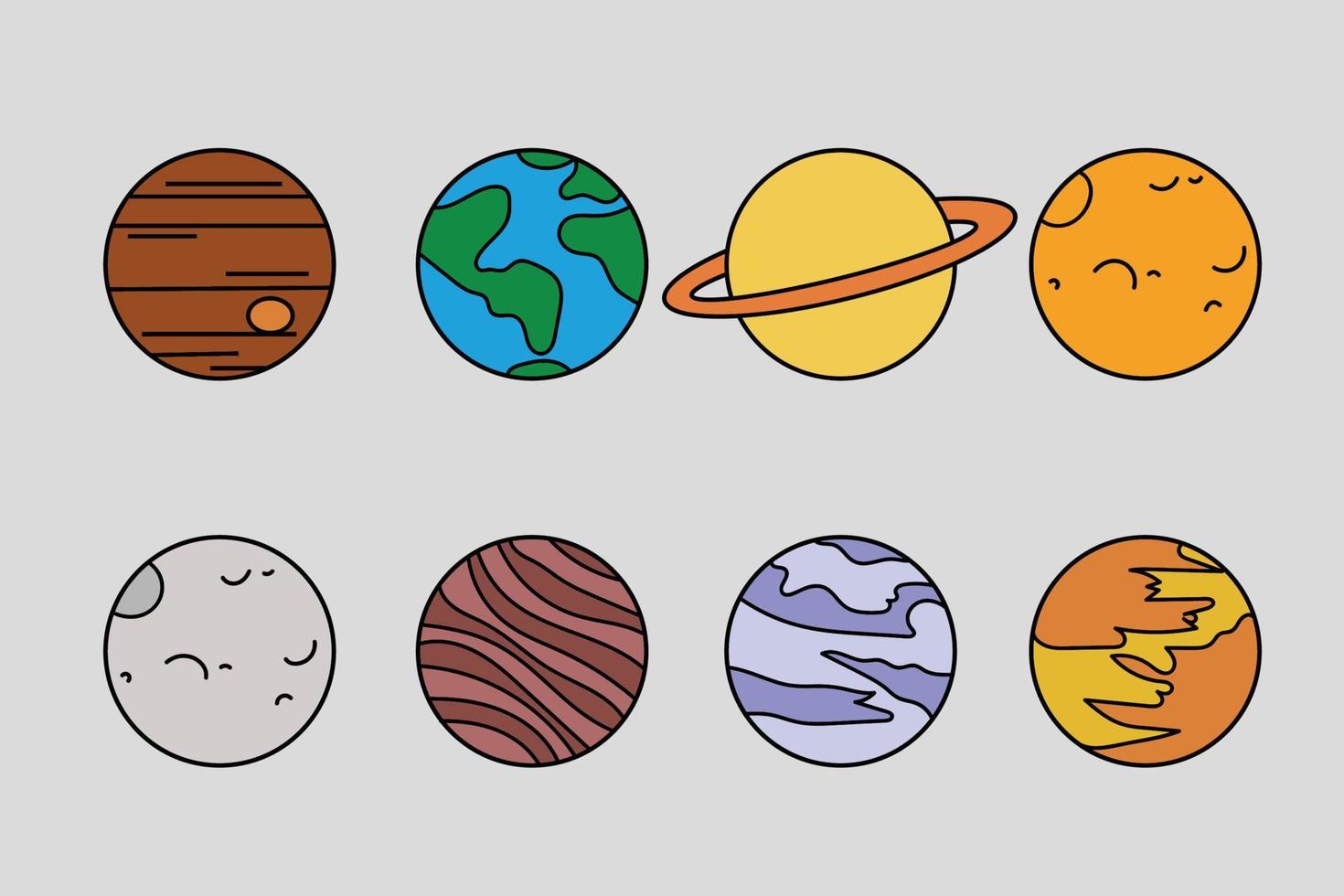 various space planets icon vector