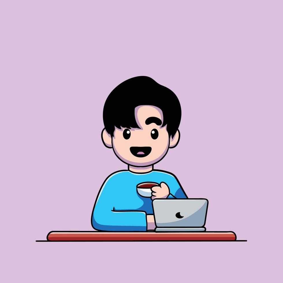 Cute Boy Cartoon Vector Icon Illustration. People Icon Concept Isolated Premium Vector. Flat Cartoon Style