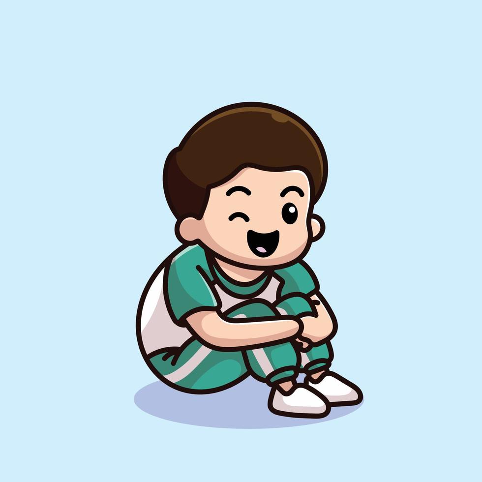 Cute Boy Cartoon Vector Icon Illustration. People Icon Concept Isolated Premium Vector