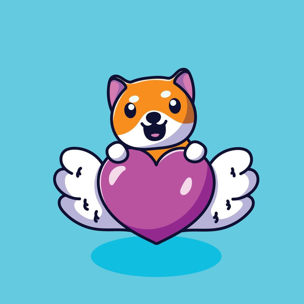 Cute Shiba Inu Dog Cartoon Vector Icon Illustration. Animal Technology Icon Concept Isolated Premium Vector. Flat Cartoon Style