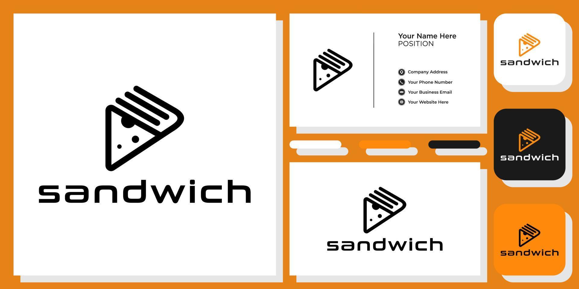 sandwich symbol triangle food cheese meal with business card template vector