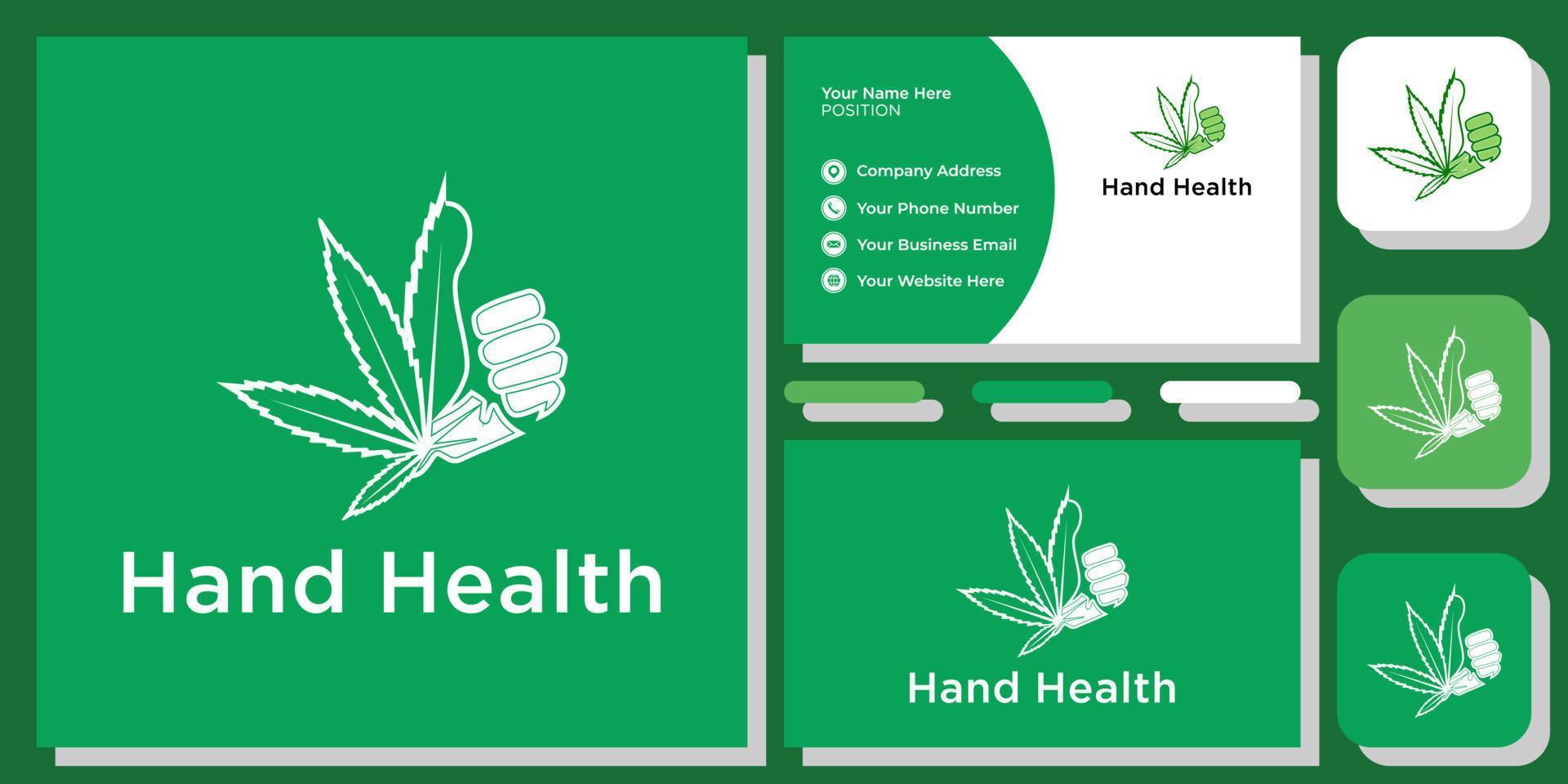 hand health combination symbol medical with business card template vector