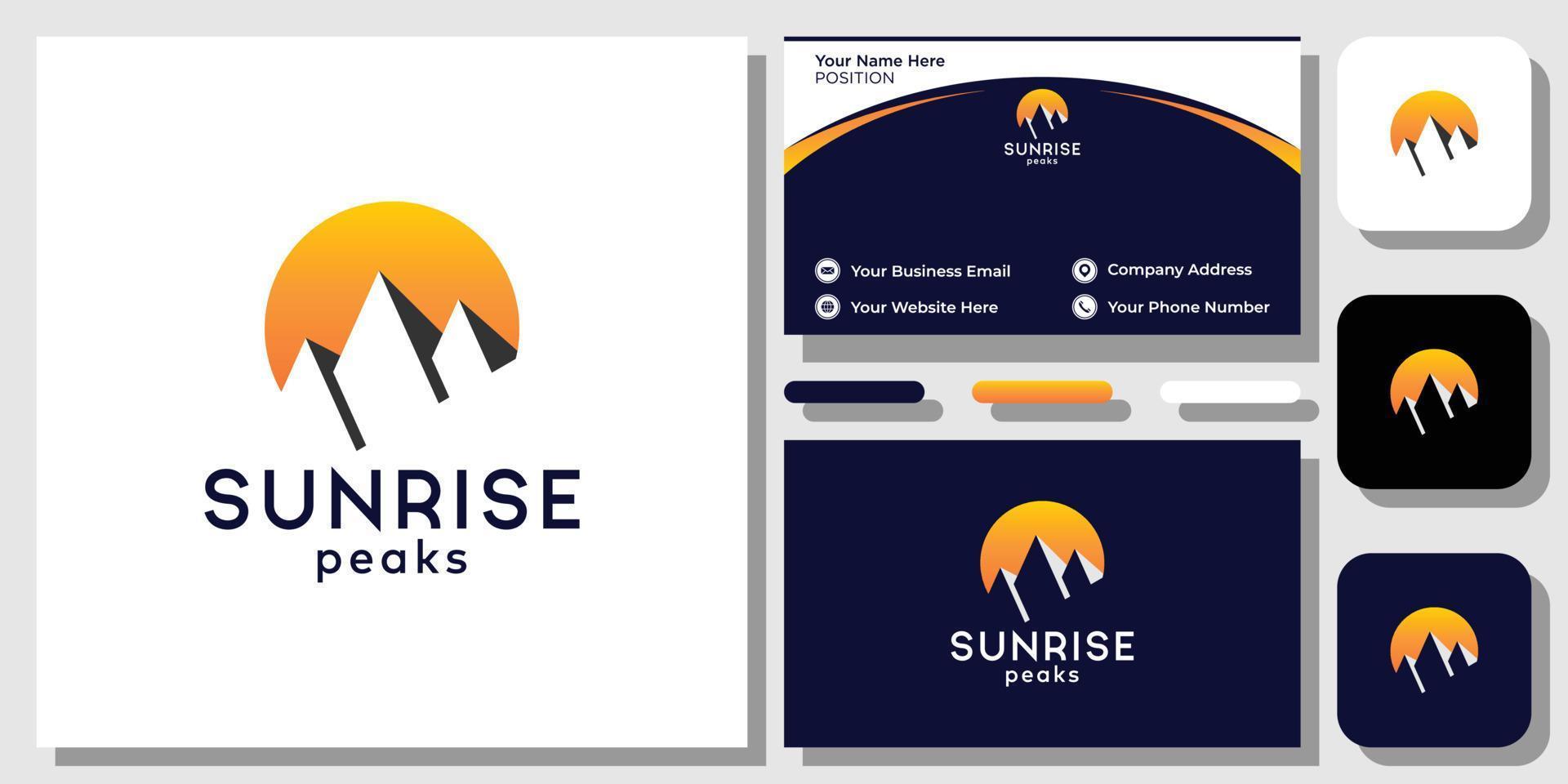 Sunrise Peak dawn light beautiful natural with business card template vector