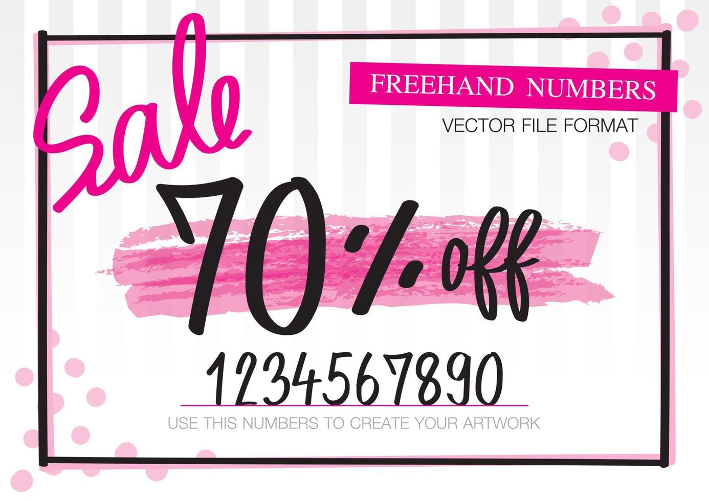 Fashionable freehand numbers vector set for creating promotion banner.