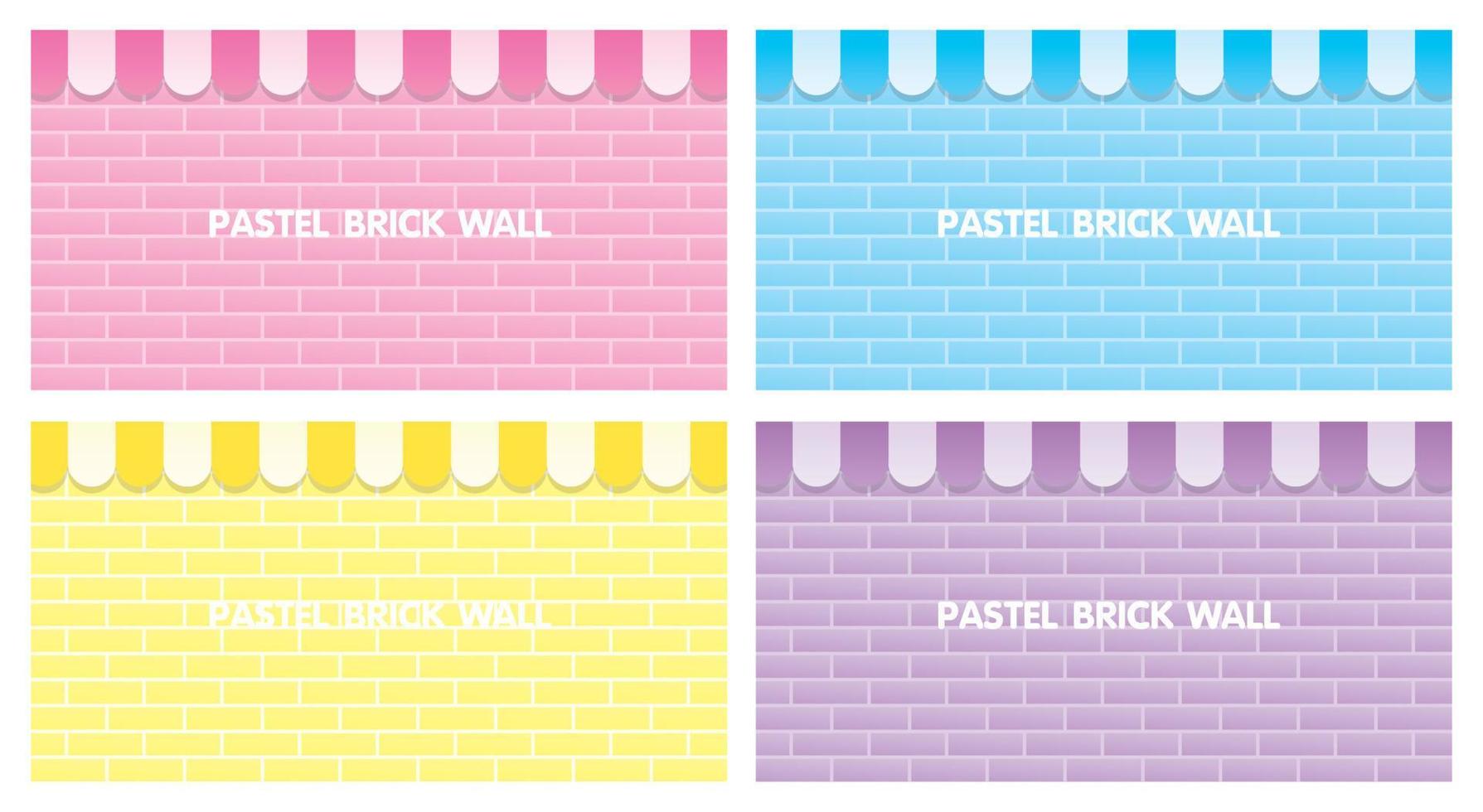 sweet pastel brick wall background collection with awning illustration vector