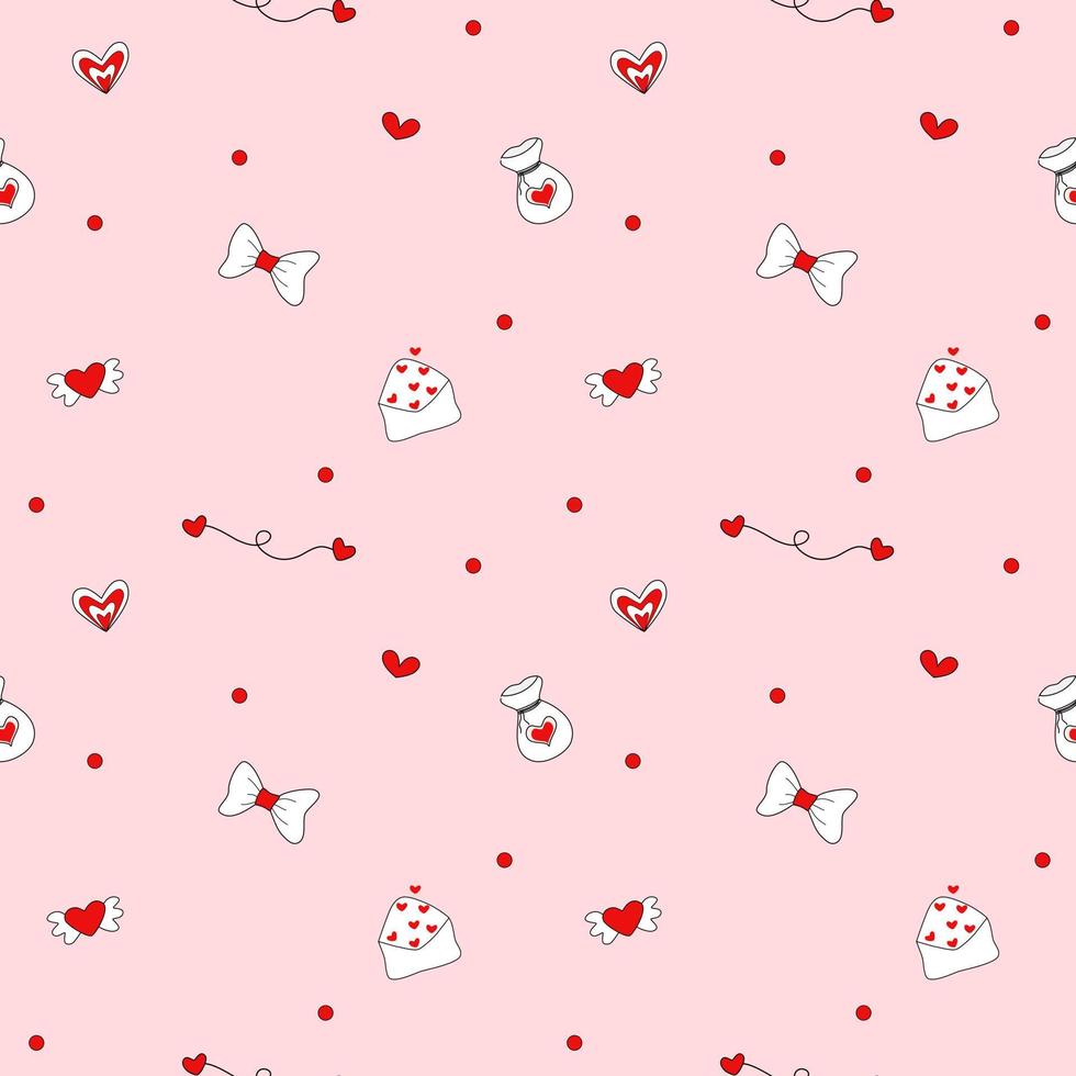 Vector - Abstract seamless pattern of cute hearts on pink background. Valentine's, Love concept. Can be use for print, paper, wrapping, fabric.