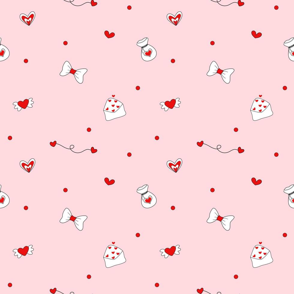 Vector - Abstract seamless pattern of cute hearts on pink background. Valentine's, Love concept. Can be use for print, paper, wrapping, fabric.