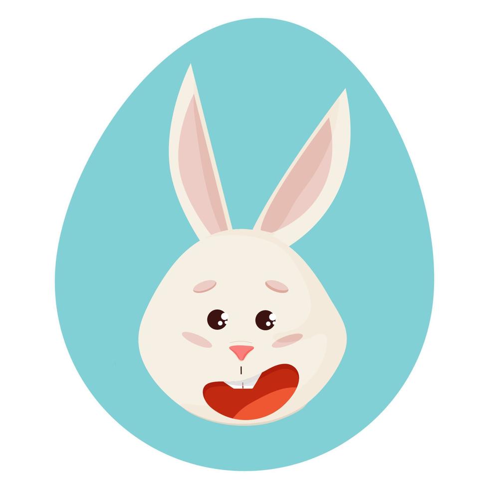 Bunny's emotion. Smile Head into Egg. Birthday card vector