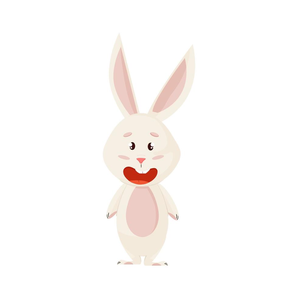 personaje de conejito. sonrisa divertida, feliz conejo de dibujos animados de Pascua. vector