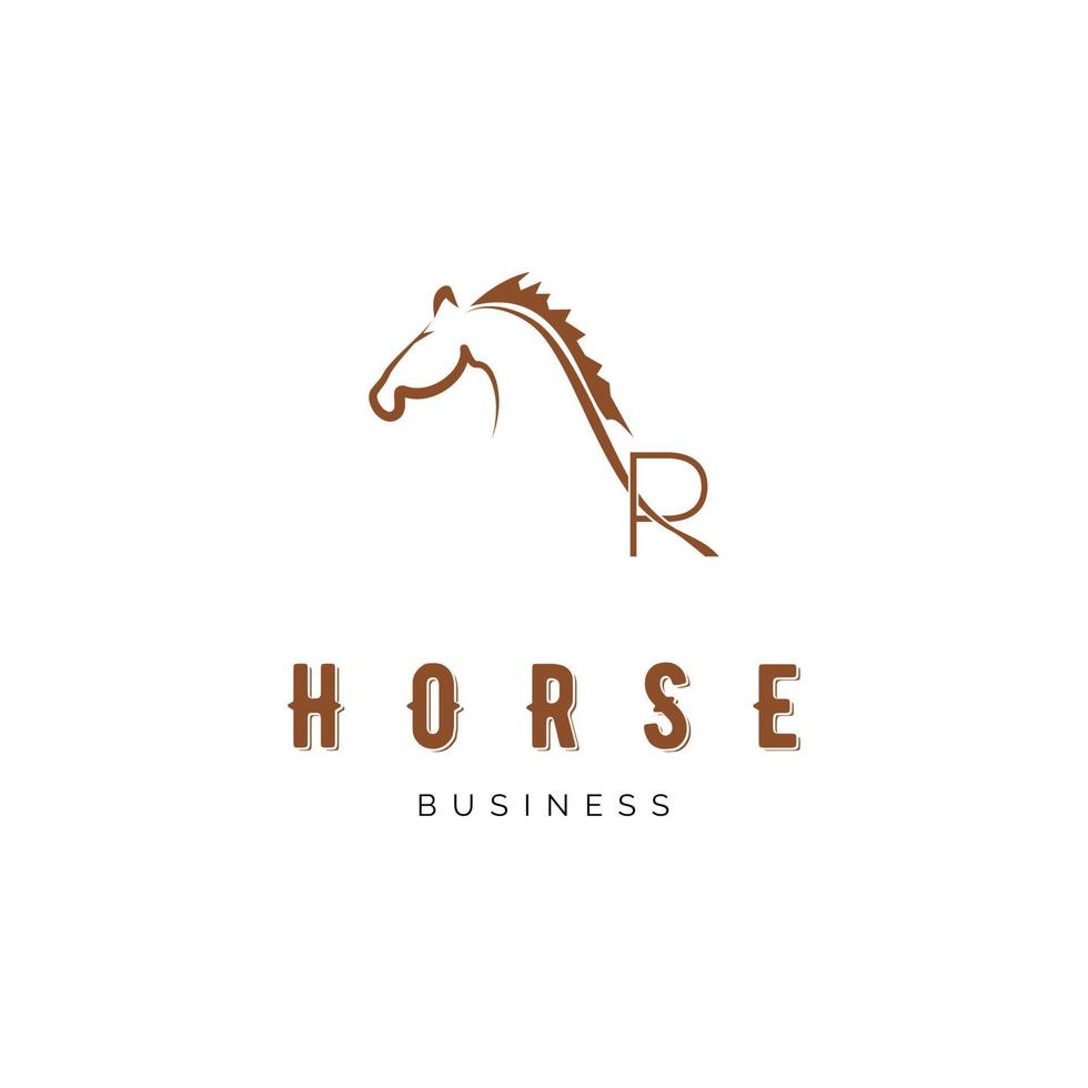 Initial letter R horse icon vector logo template illustration design