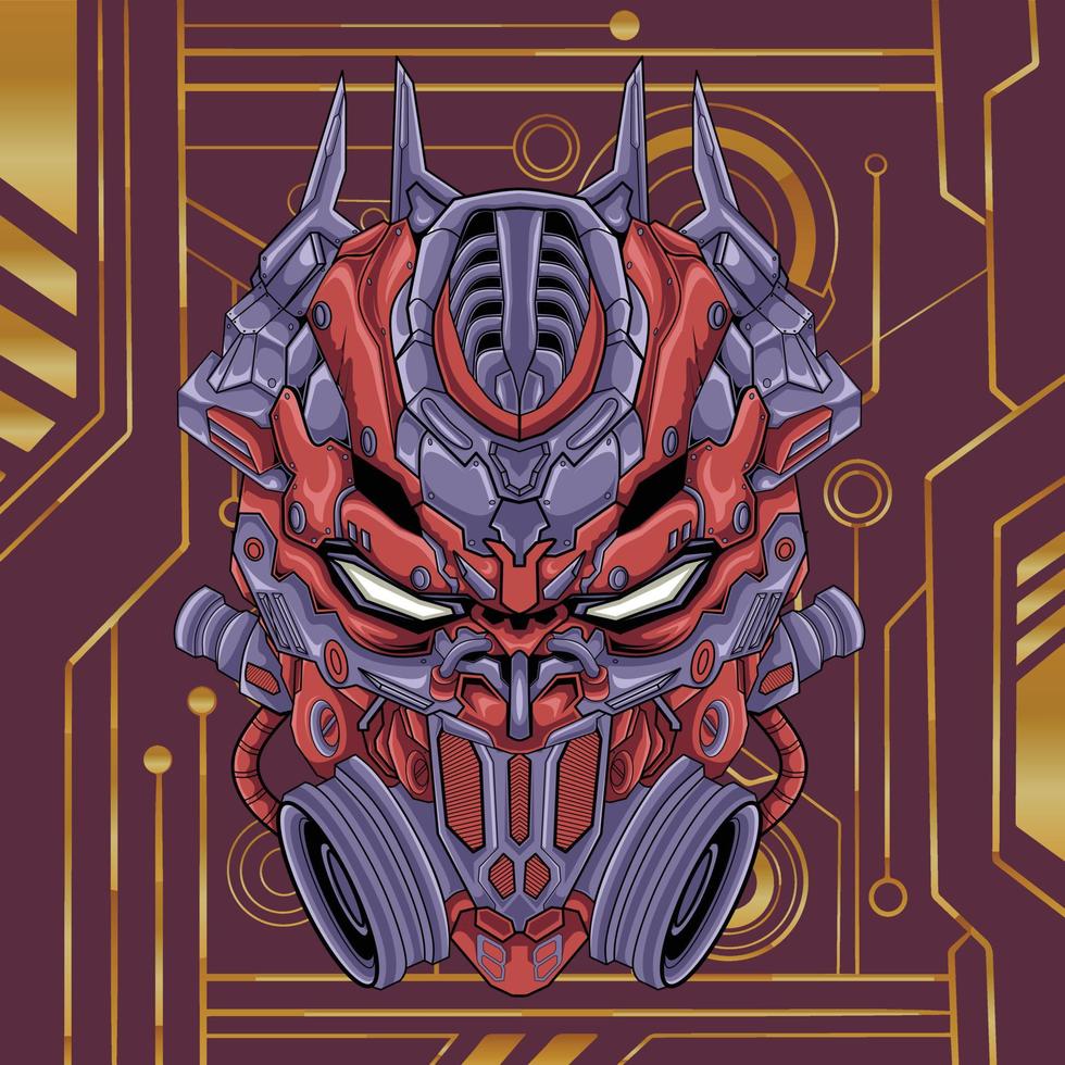 Military futuristic robot head illustration vector