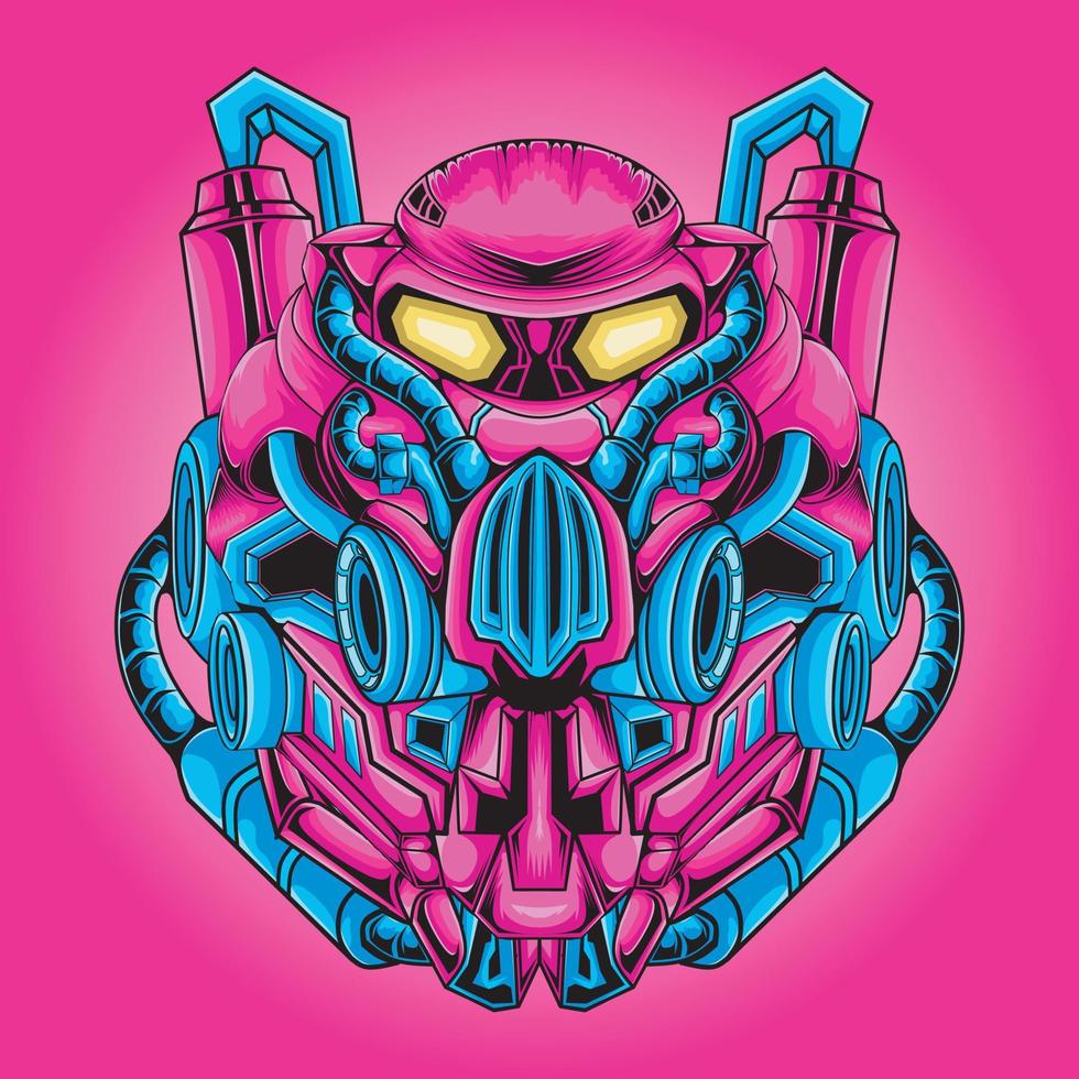 gundam cyborg línea futurista ilustraciones vector