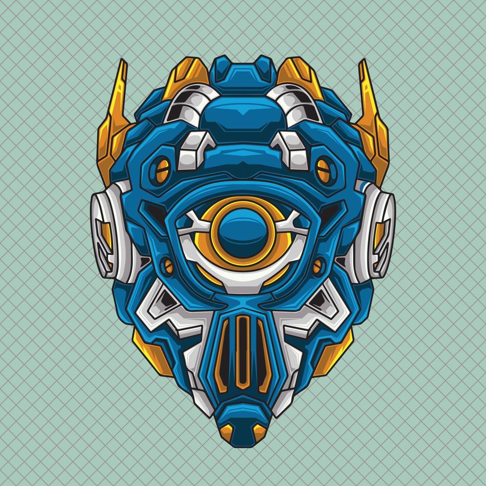 increíble cabeza transformador robot guerrero ilustración vector